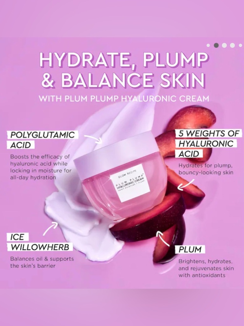 Glow Recipe Plum Plump Hyaluronic Cream Moisturizer NIB - Picture 2 of 5